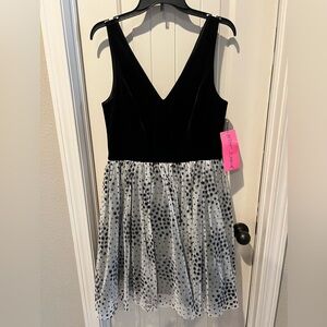 NWT Betsey Johnson Black and White Polka Dot Dress